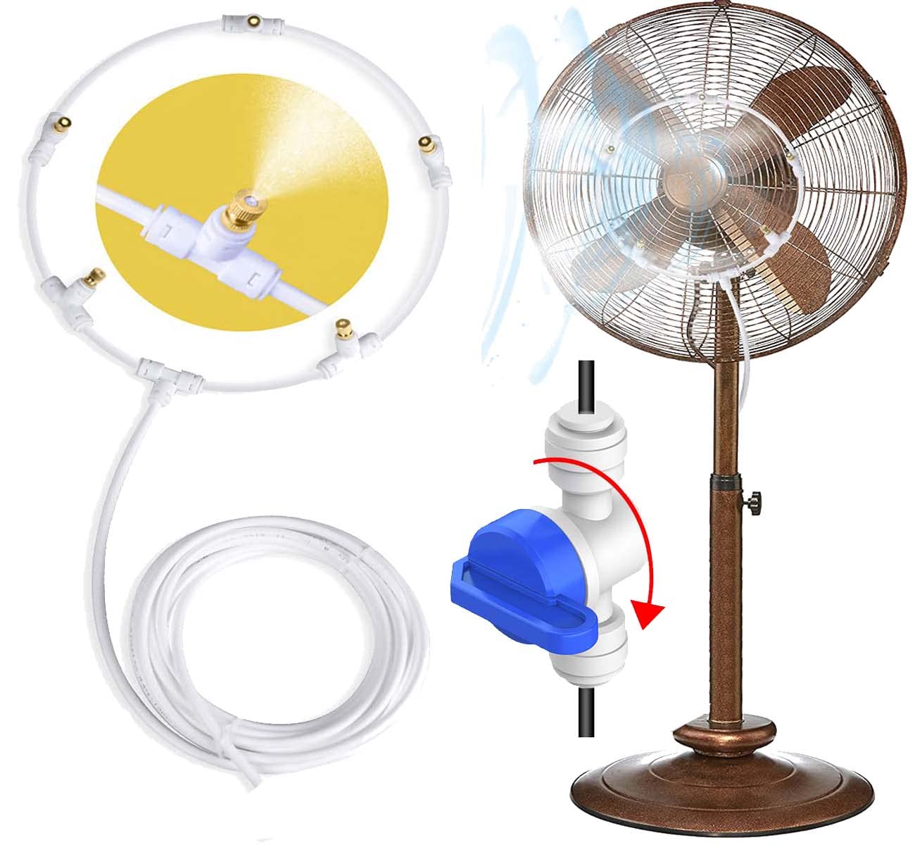 DIY Crafts Fan Mist Kit For Wall Fan, Pedestrian Mist Nozzle Kit & Watering Irrigation Sprayers Outdoor Cooling Gardening System Misting PE Fan Rings Lawn Veranda Patio (2 Heads, Misting Kit) (B0B1BR1CKL) Amazon Price History, Amazon Price Tracker
