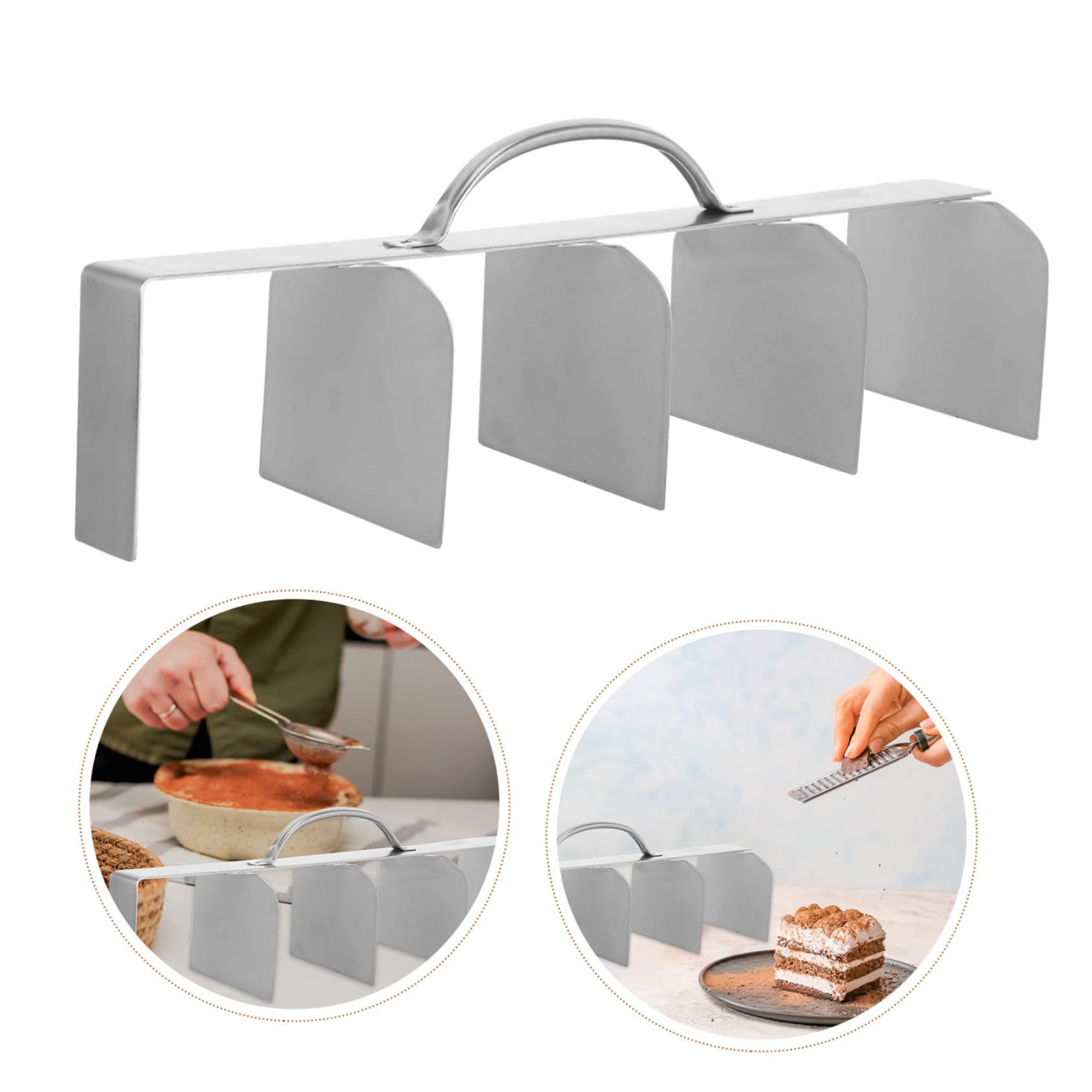 Garneck Coupe-tiramisu en Acier Inoxydable 40×9,5cm Outil de Découpe de Gâteau Cuisine Professionnel Portionnement Précis pour Pâtisserie Maison et Service en Restauration 5 Parts