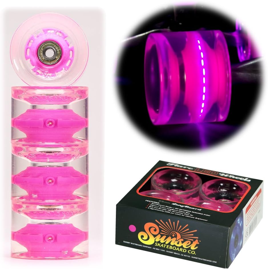 Sunset - Longboard Wheels, Pink, 69mm-78a by Sunset