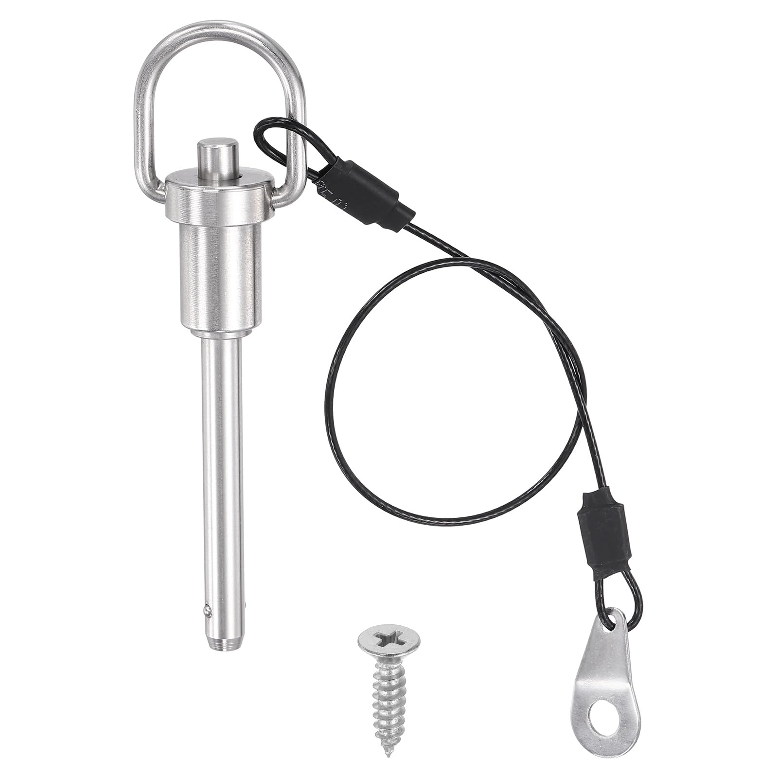 PATIKIL Perno A Sgancio Rapido, Perno A Sfera Con Anello Acciaio Inox 304 E Cinturino Antisparizione Per Montaggio E Riparazione Diametro 0.24" x Lunghezza Utile 1-9/16" (6x40mm)