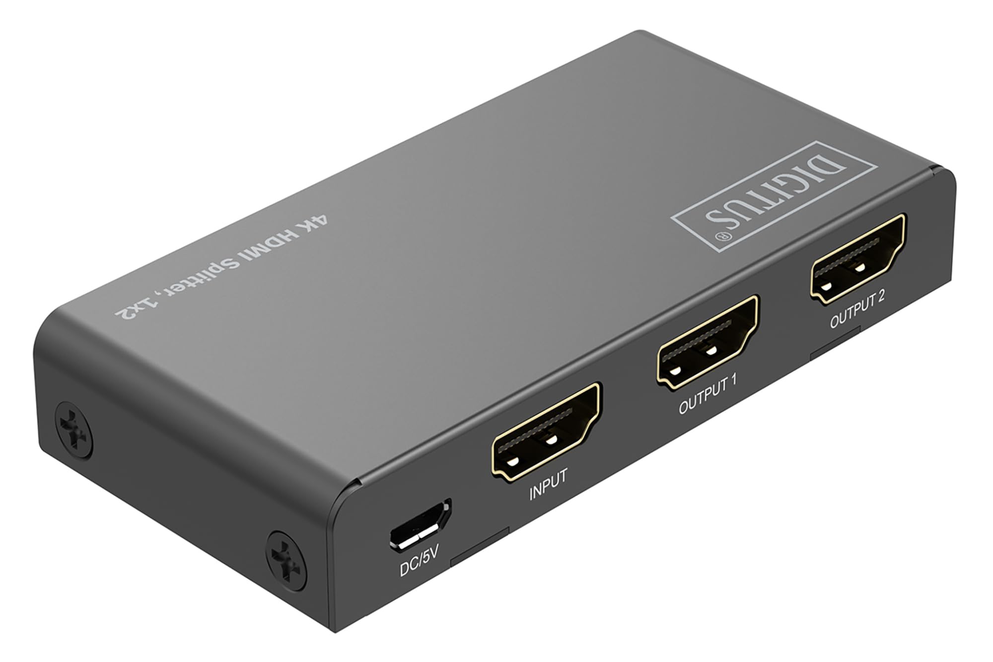 DIGITUS Divisor HDMI 1x2 – 1 Entrada, 2 Salidas – UHD 4K 60 Hz | HDMI 2.0 y HDCP 2.2 – HDR, Deep Color, conmutador EDID, DTS, Dolby Digital, LPCM
