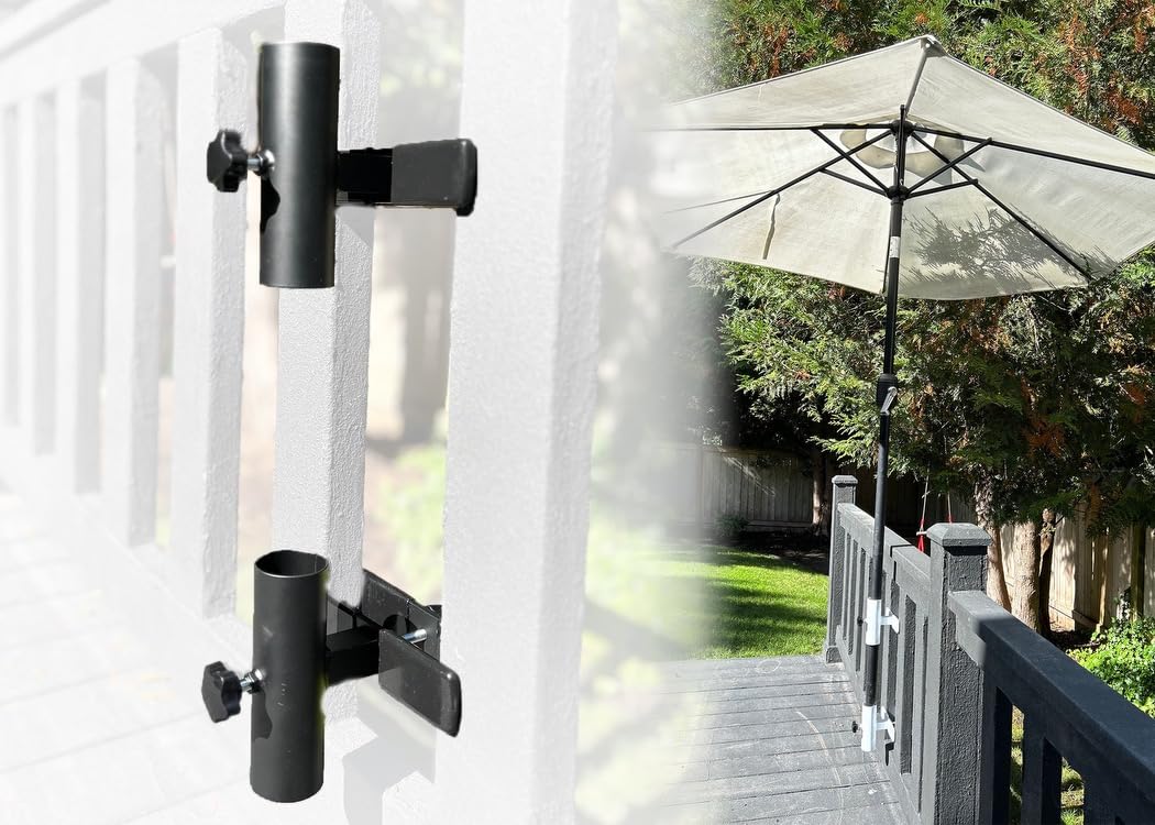 Amazon.com : LOVE YOUR DECK | Patio Umbrella Holder | 2 Piece Split Design  | Outdoor Umbrella Base and Mount | Attaches to Railing Maximizing Patio  Space and Shade : Patio, Lawn & Garden