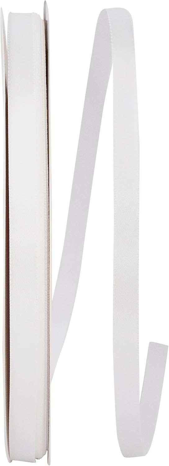 Reliant Ribbon 4950-030-15C Double Face Satin Ribbon, 3/8 Inch X 100 Yards, White