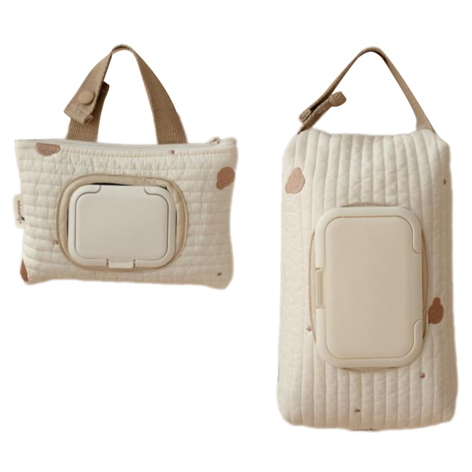 COYENRAT Embroidered Bear Stroller Wet Wipe Pouches Portable Baby Wipe Holder Embroidery Baby Wipes Storage Bag for Travel