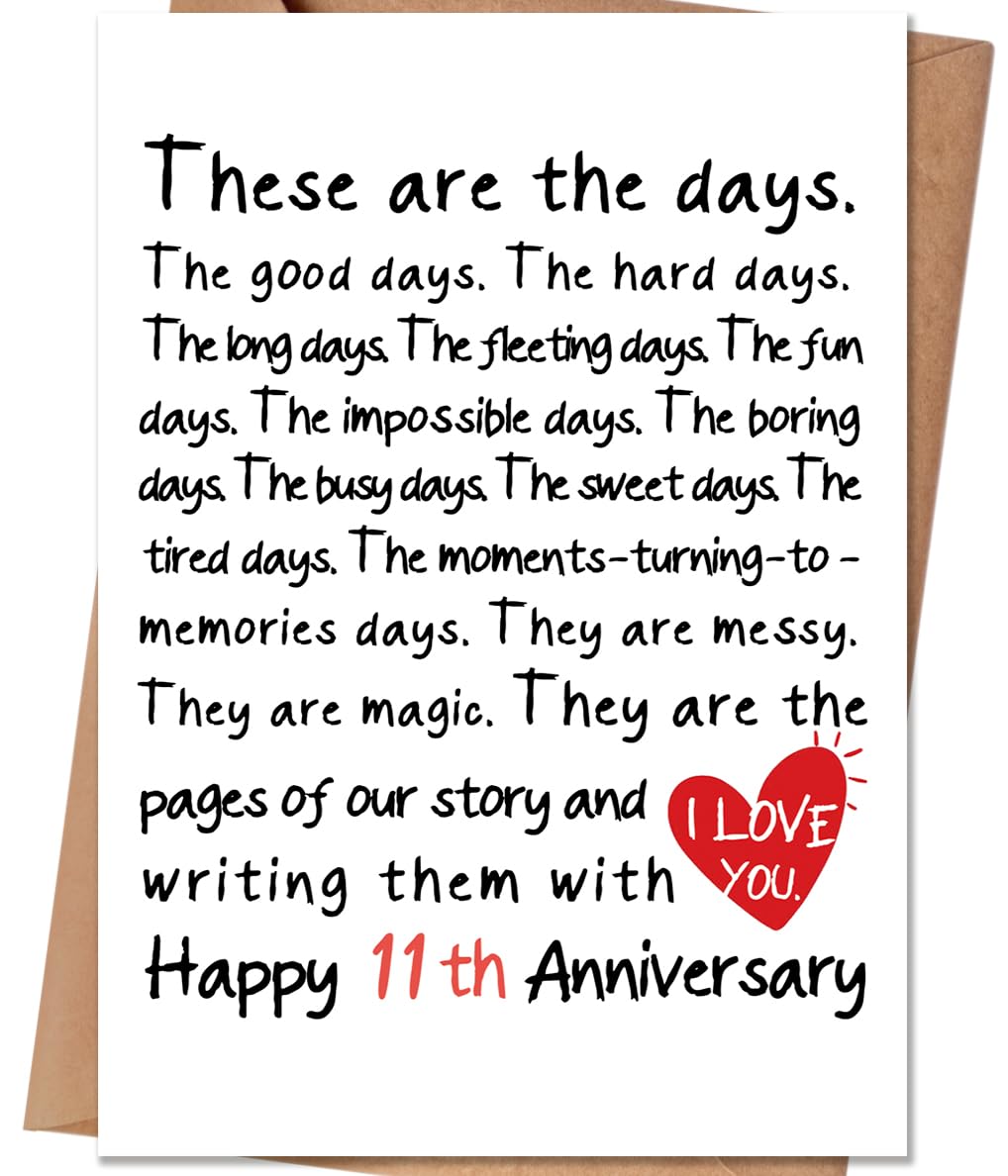 HEJOYN 11 Year Anniversary Card for Husband Wife, 11th Anniversary Card Gifts for Him Her, 11th Wedding Anniversary Cards Gifts, Steel Anniversary Cards