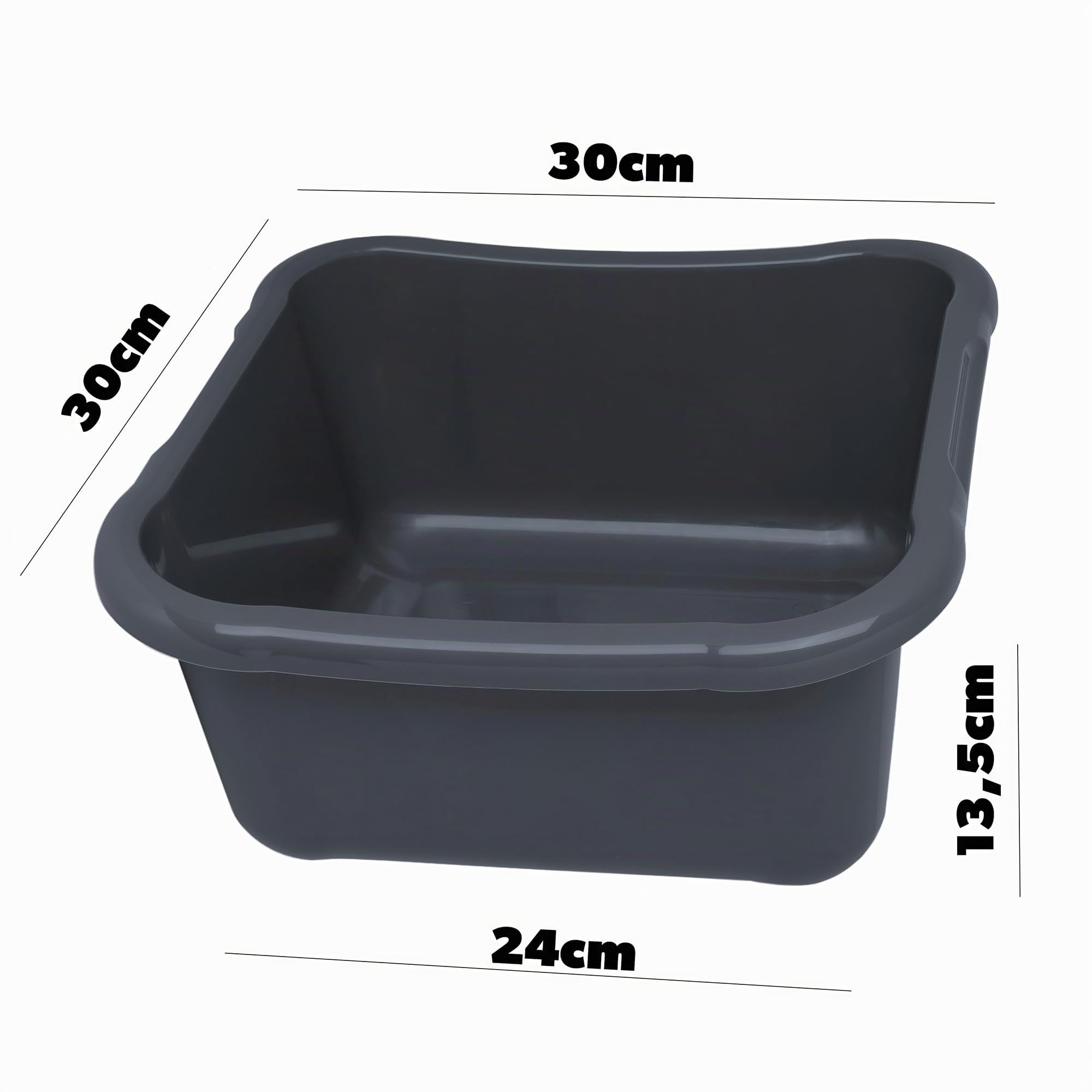 KADAX Bacino per lavanderia, rettangolare, resistente, con comode maniglie, contenitore per la pulizia, compatto, grigio scuro, 8 litri