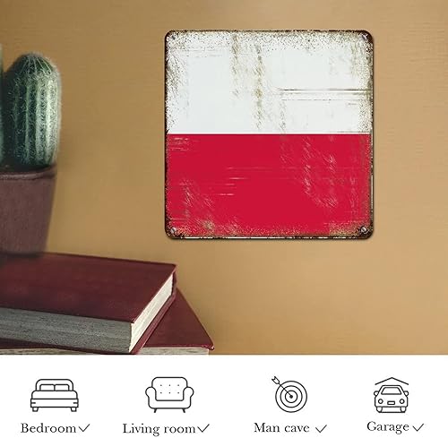 Miniatura 7 de Cartel de metal con diseño de bandera retro letrero de placa desgastada bandera de Polonia regalo de aluminio para cafetería bar club patio jardín