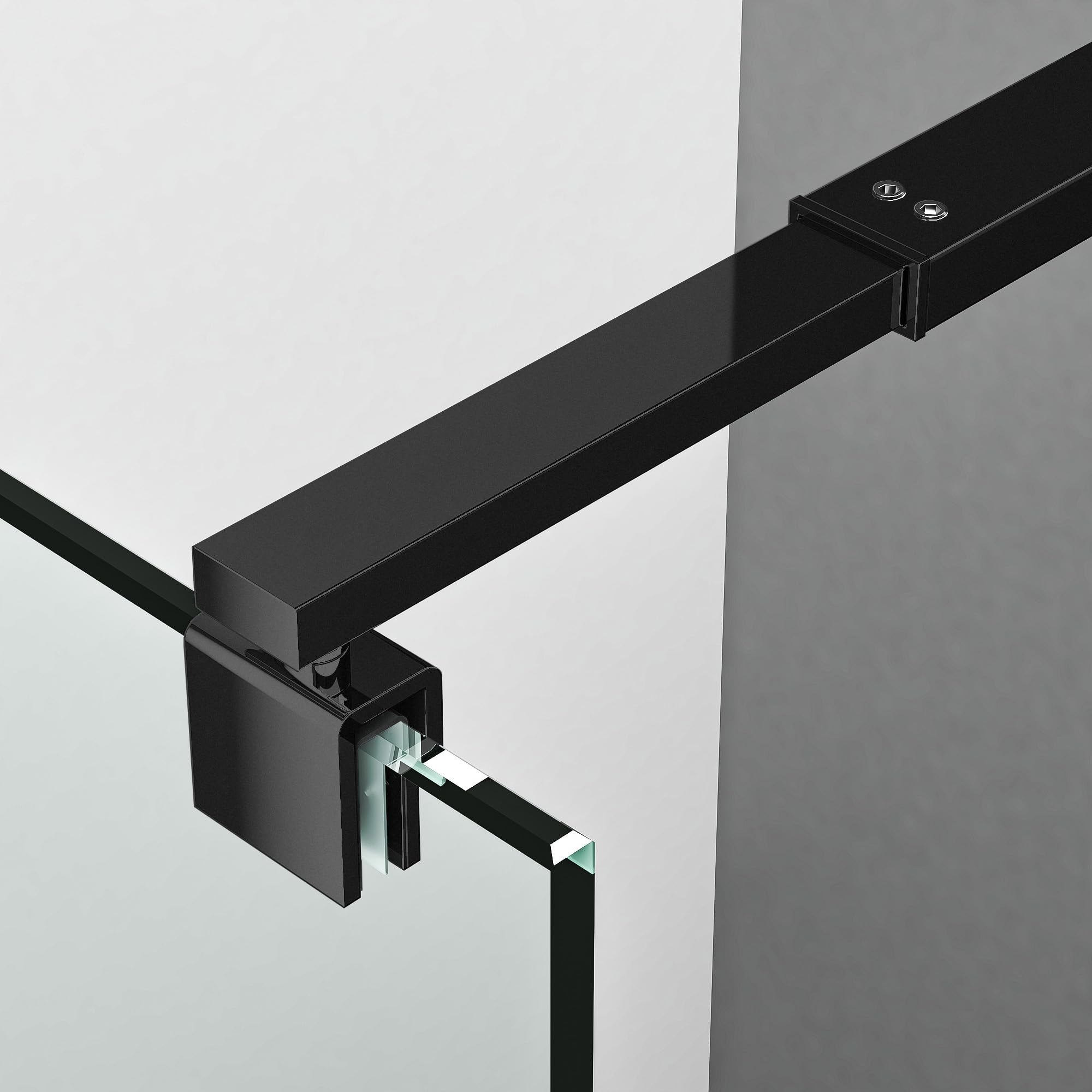 Stabilisator Haltestange Verstellbar 73-123cm Vierkantrohr Stabilisierungsstange für Duschen Duschabtrennung Glaswand Dusche Glas, Haltestange für Glasdicke 6-10 mm, Matt Schwarz