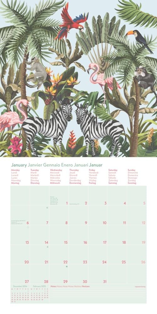 GREENLINE FLORAL 2024 - Wand-Kalender - Broschüren-Kalender - 30x30