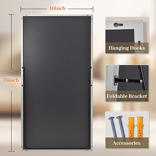 Vista 12 de Espejo de longitud completa de 34 x 76 pulgadas con soporte, espejo rectangular grande para dormitorio, sala de estar o armario, montado en la pared