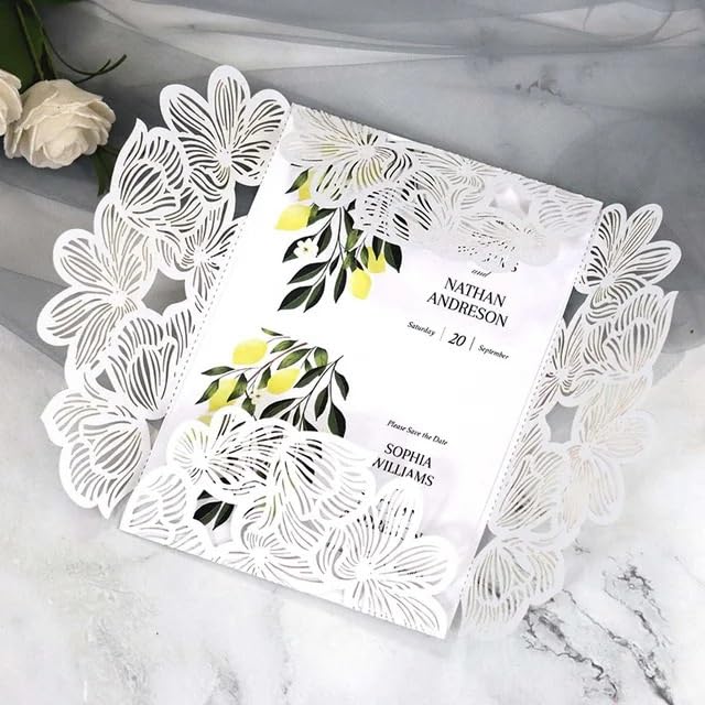 Tarjetas de invitación de boda con cubiertas blancas pack de 25 piezas para eventos 2