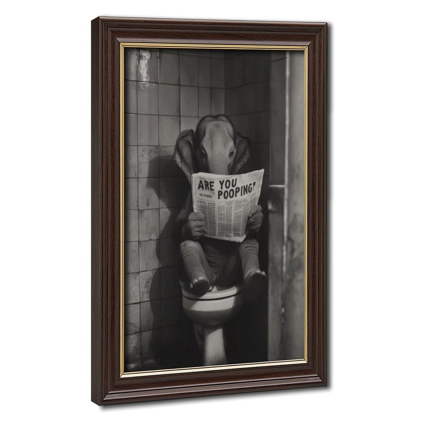 Bareronor Toilet Elephant Poster Canvas Poster Bedroom Decor Landscape Office Room Decor Gift 24" L X 36" W
