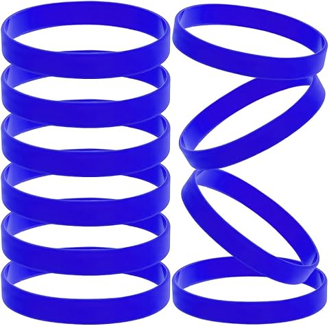 CREATCABIN 10 Pulsera de Silicona Azul,Pulseras de Goma,Pulseras Deportivas En Blanco,Pulseras Elásticas de Silicona de Color Liso Y Elástico para Adultos,Hombres,Mujeres,Equipos,Regalos de