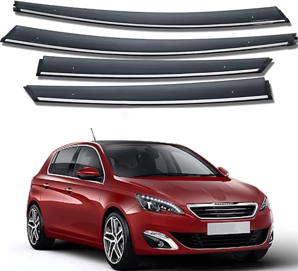 PANXUC Car Wind Deflectors for Peugeot 308 2011 2012 2013 2014 2015, Side Window Wind Rain Deflector Window Visor Sun Rain Guard Smoke Guards