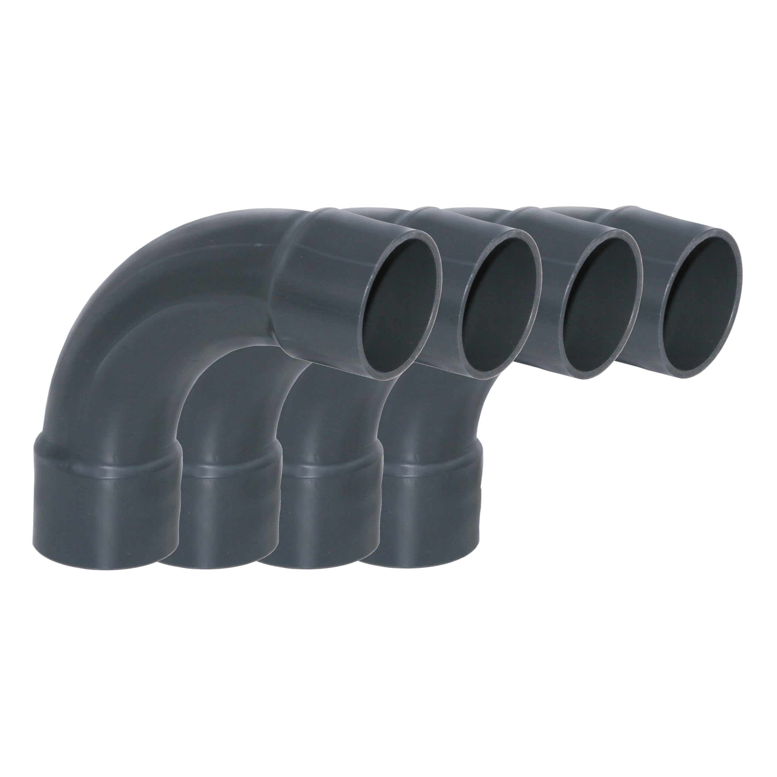 HAF® 4 raccordi in PVC a 90° con 2 manicotti adesivi da 50 mm – Connettori in PVC grigio per tubi, raccordi per tubi, tubi per piscine e molto altro ancora... | Qualità: Made in Europe – Quantità: 4