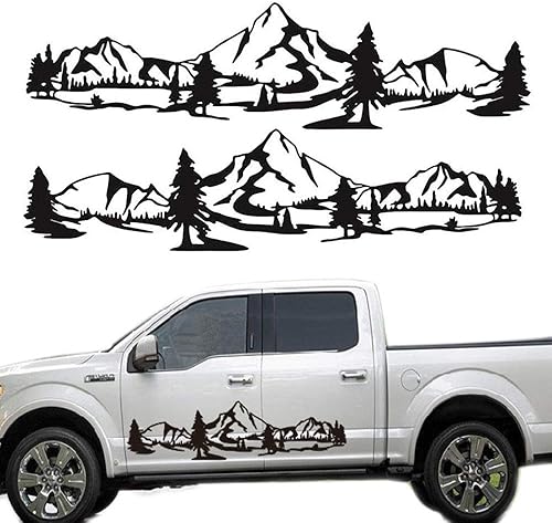 Calcomanía de coche de montaña, 1 juego de calcomanías de vinilo laterales con gráficos laterales para autos, camiones, calcomanías universales de