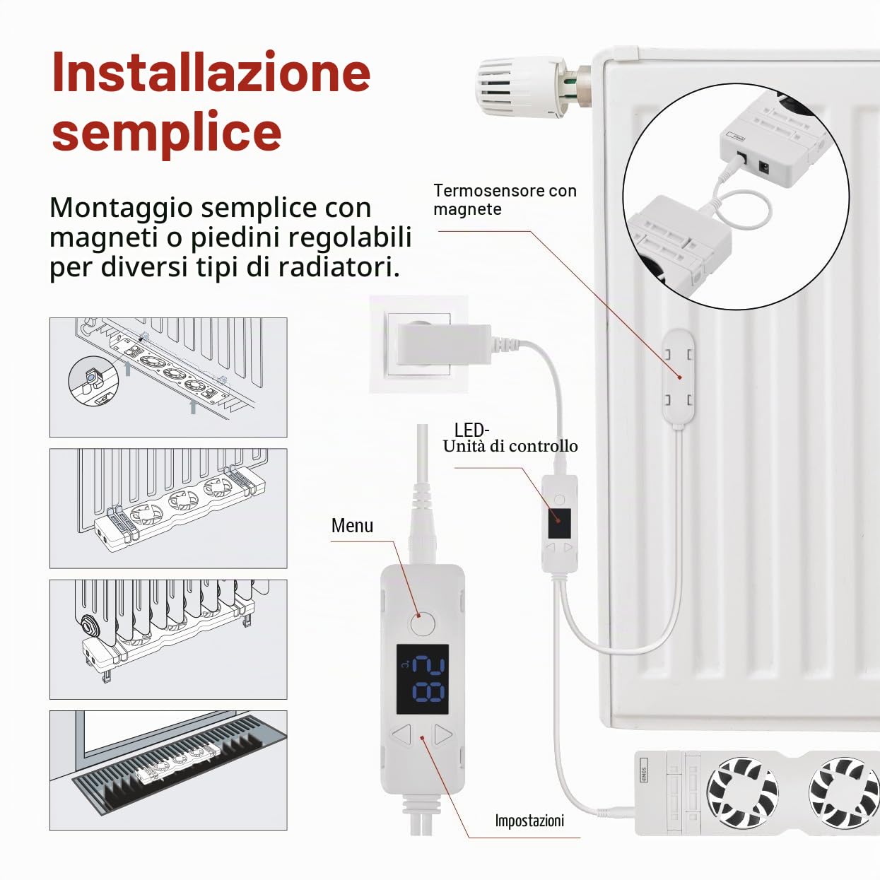 EMOS - Ventilatore per riscaldamento per risparmiare energia e costi di riscaldamento, set iniziale TRIO, 3 ventilatori con sensore di temperatura con regolatore, caricatore e accessori