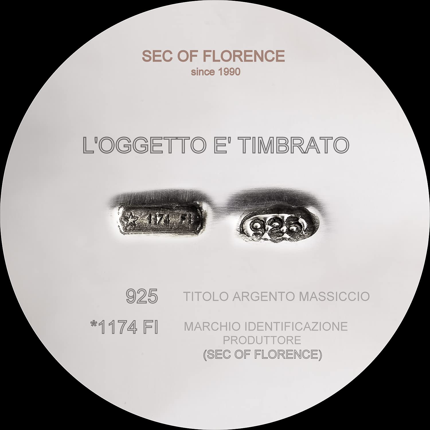 SEC OF FLORENCE 7201/10x15IT Cornice Portafoto in Argento Massiccio 925 con Retro in Legno Mogano