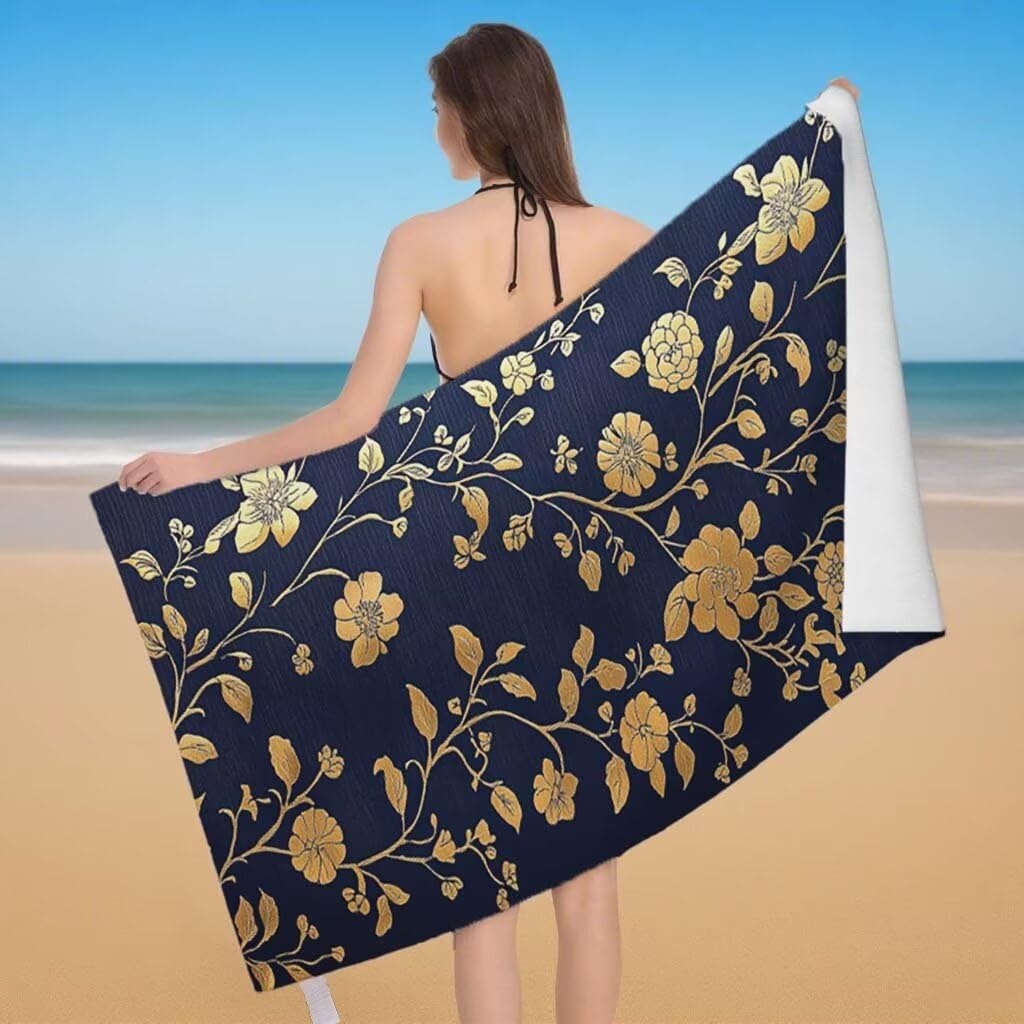Toalla de Playa Grande 220x100cm/35x70cm, Juego de 2 Toalla Microfibra XXL de Antiarena, Toallas Playa Suave Ligera, Absorbente Secado Rápido, Beach Towel Viaje Yoga, Regalo Mujer Hombre (Rural) C-76