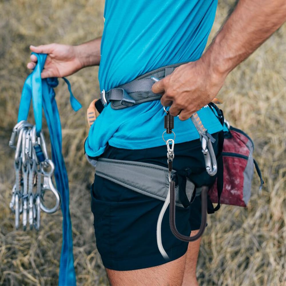 4 Pièces Aimant pour Epuisette, Libération de Filet Magnétique avec Porte Clé Extensible Spirale Boucle Magnétique de Filet pour Pêche Surf Randonnée L'alpinisme 4 Couleurs