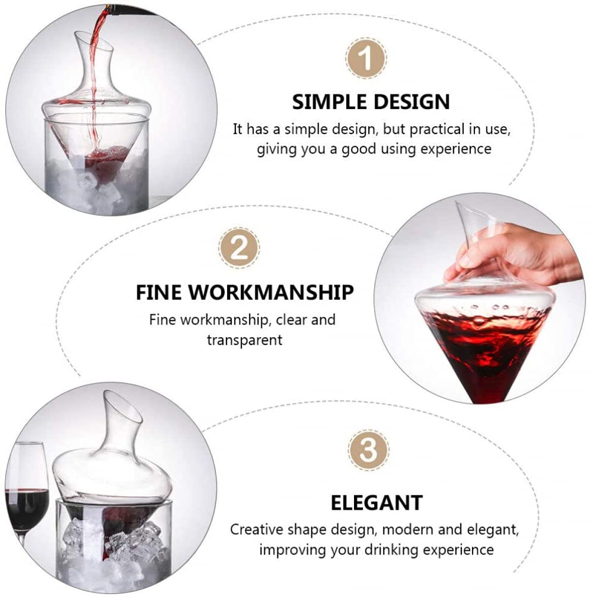 Weindekanter Kühler Set mit Eiskübel Kühler Glaskaraffe Rotweinentlüfter für Rot- und Weißweinzubehör Cocktails und Barzubehör