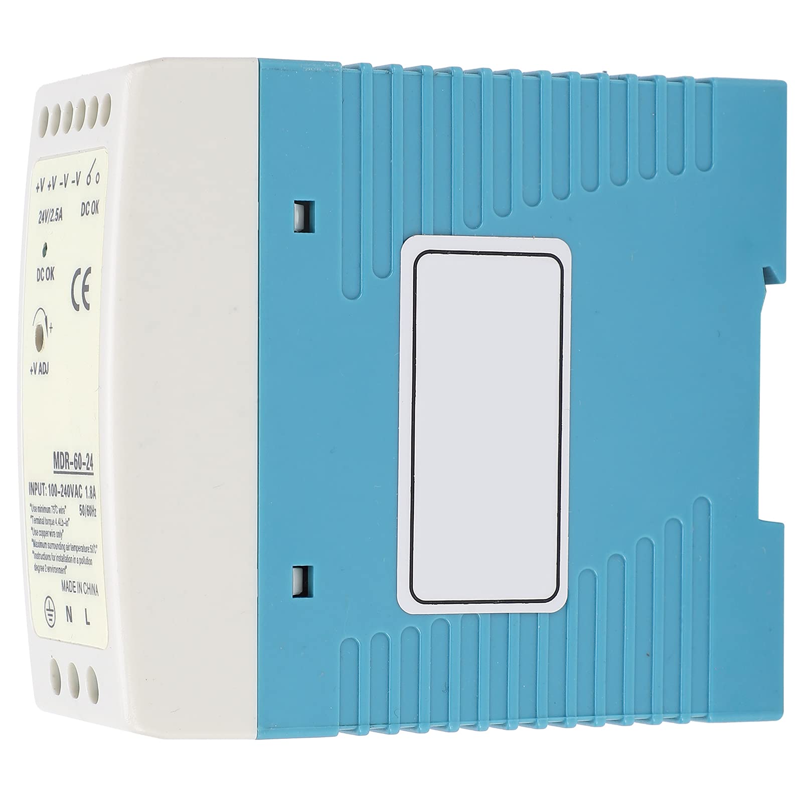 100 Alimentatore su guida DIN 240 V CA, protezione da surriscaldamento, sovraccarico da cortocircuito, materiale ABS ad alta efficienza energetica, per pannelli di