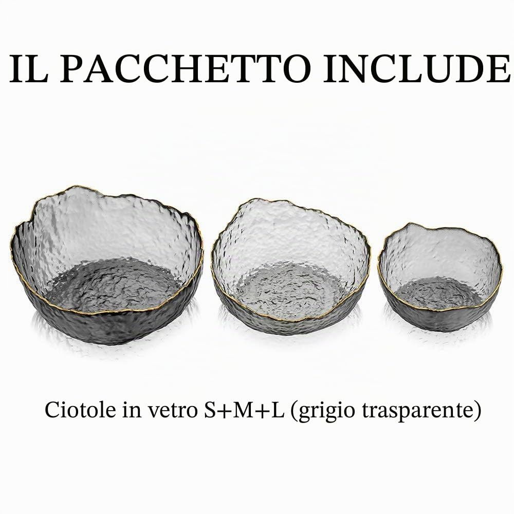 Glasseam Set Da 3 Ciotole In Vetro Set Di 3 Insalatiere Per Affumicare Grigie Fumose Scodella Per Zuppa Profonda Per Zuppa Dessert Da Frutta Pasta Curry Popcorn Cereale Completo Da Impastare