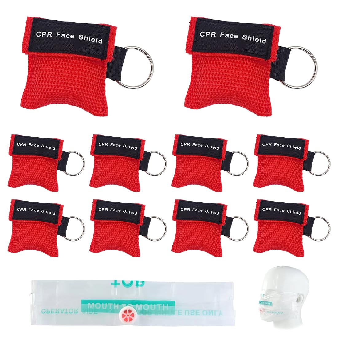 Pocket Mask 10 Pezzi 5X5,5Cm Rosso Primo Soccorso Respirazione Bocca A Bocca