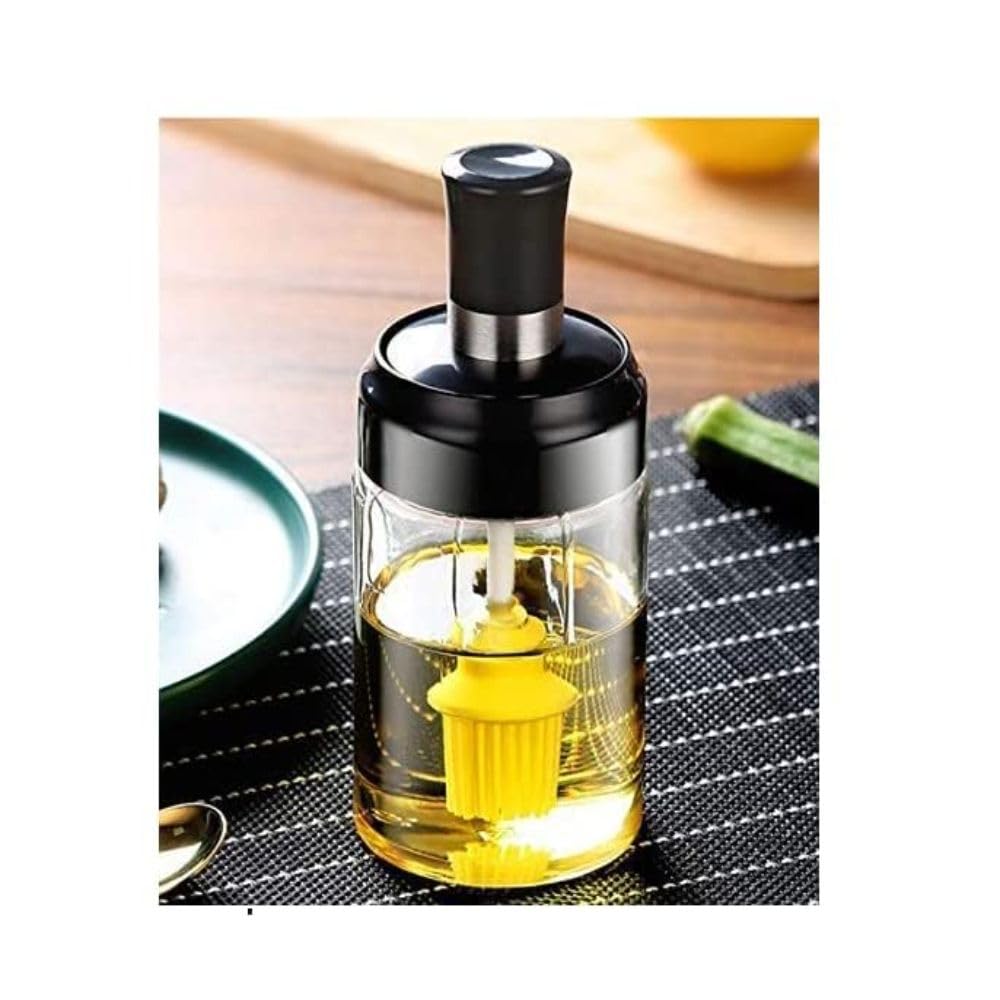 250 ml Glass Oil Dispenser With Basting Brush,Oil Ghee Containers For Kitchen Oil Brush For BBQ Pastry Grill Baking Kitchen Cooking (Pack Of 1),Green-image-12