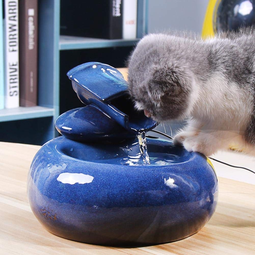 Bebedero de agua de cerámica para mascotas, fuente automática para perros y gatos, dispensador de agua