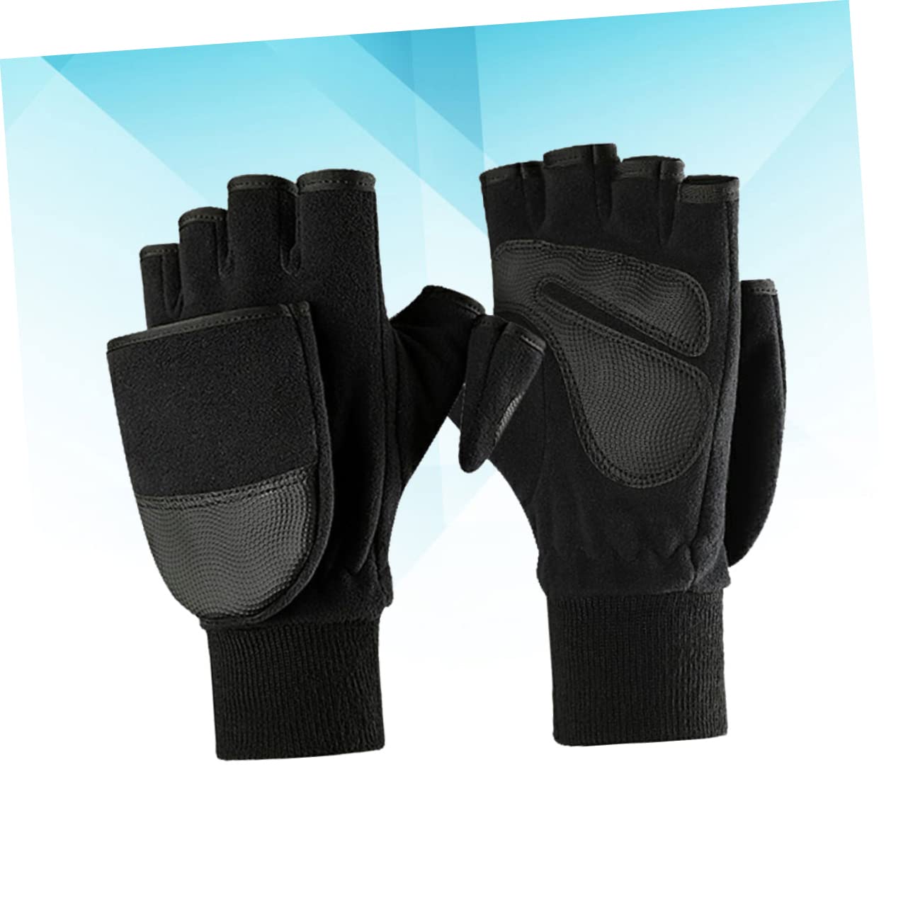 GOOHOCHY Winter Gloves Black Insulated Gloves Half-Finger Design for Cold Weather Use