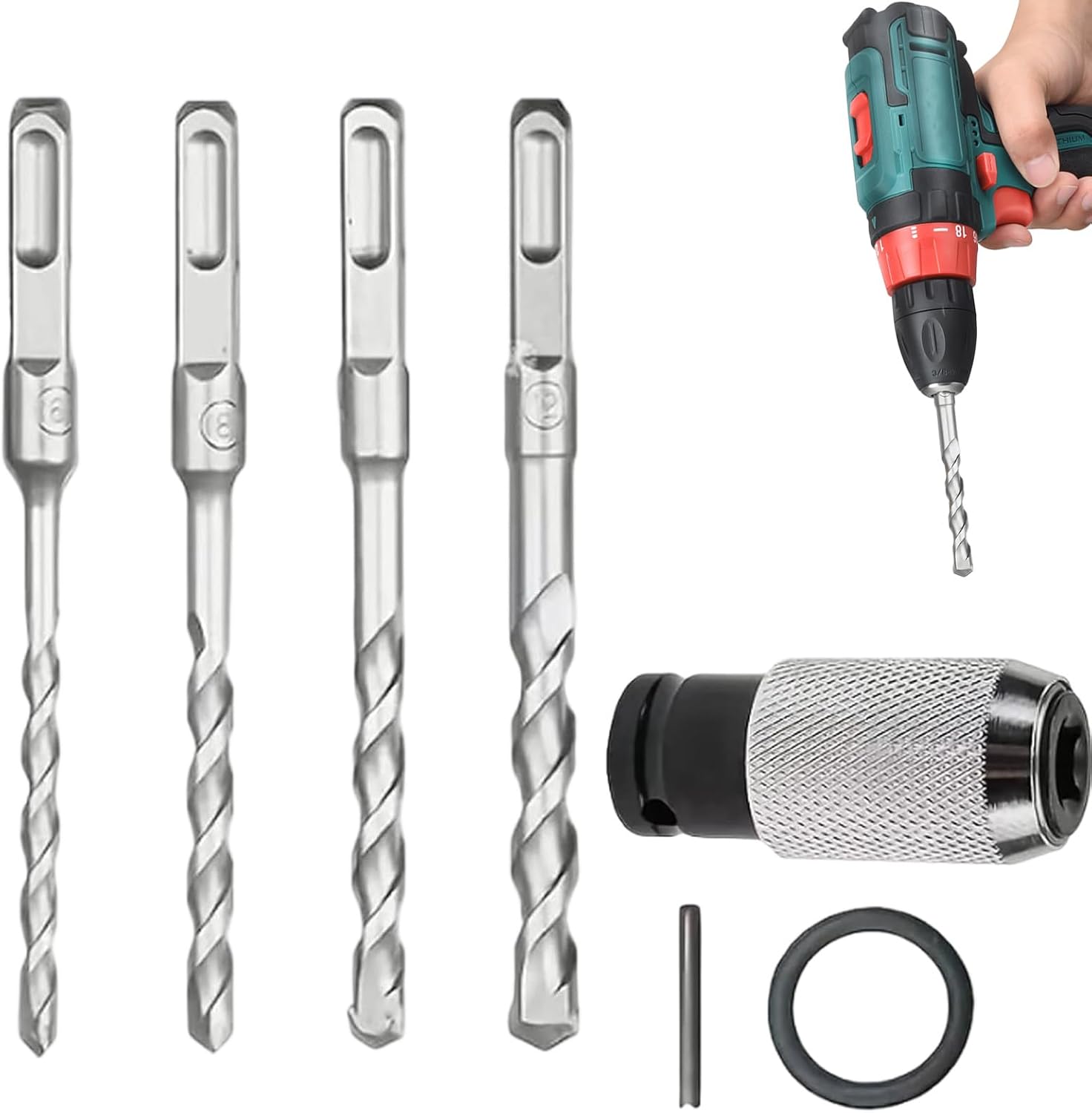 Drill Bit Adapter - Metal, Rotary Hammer Adapter Heavy Duty Quick Release Portable | for Electricians Plumbers Home Improvement Renovation Construction Repair