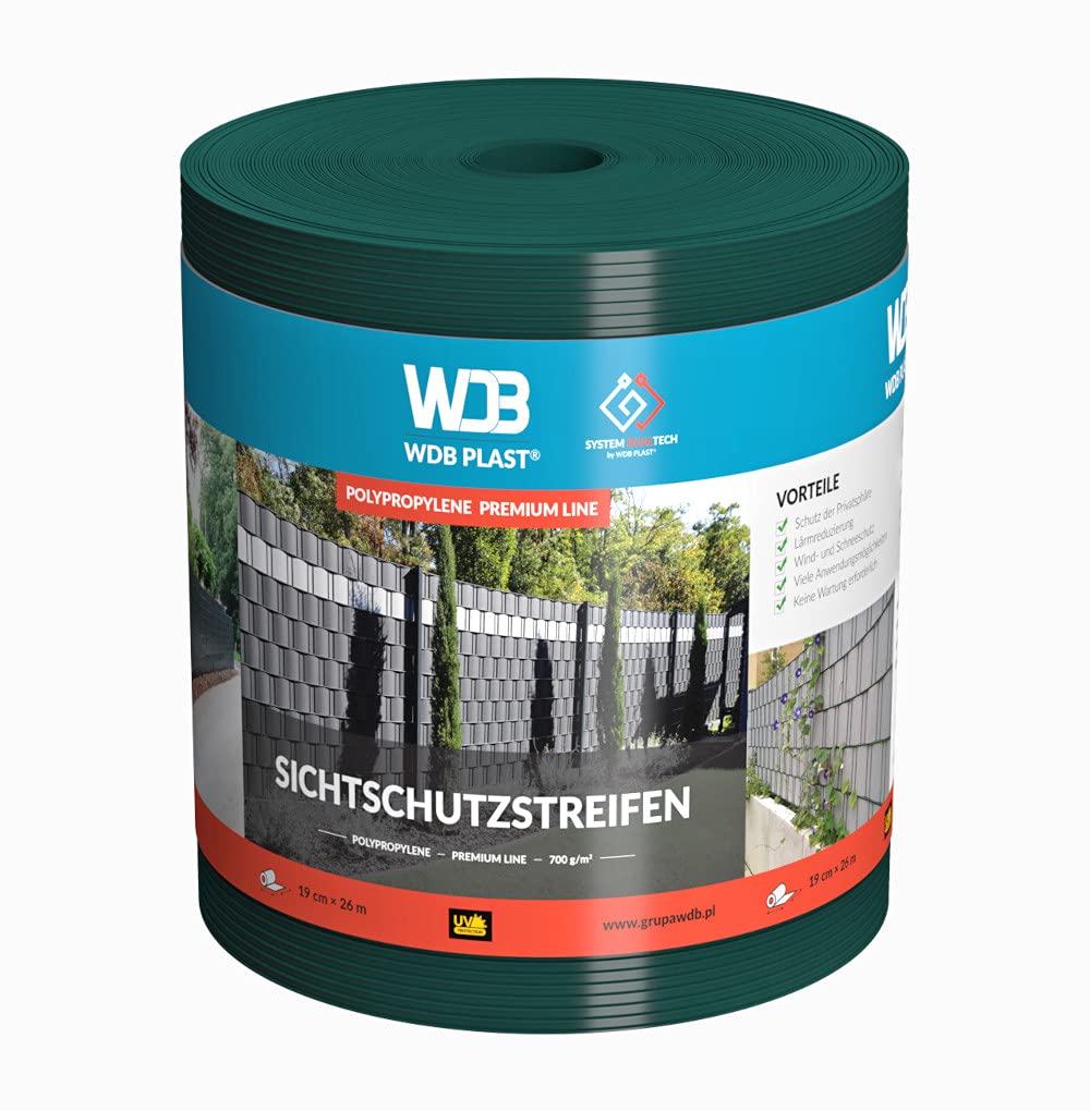 WDB Taśma Ogrodzeniowa WDB PLAST PREMIUM LINE Polipropylen 19cm x 26mb - grubość 1,2mm - Zielony - RAL 6005