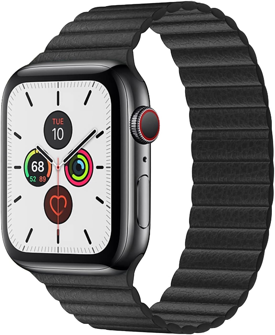 Leather磁気 ループバンドコンパチブル Apple Watch ストラップ45mm 44mm 42mm 41mm 40mm 40mm 38mm ソフト革女性男性軽量 耐久性スポーツブレスレットコンパチブル Iwatch Series Se 7 6 5 4 3 2 1 快適で交換用革 リストバンドベルト 黒 Faz Co Zm