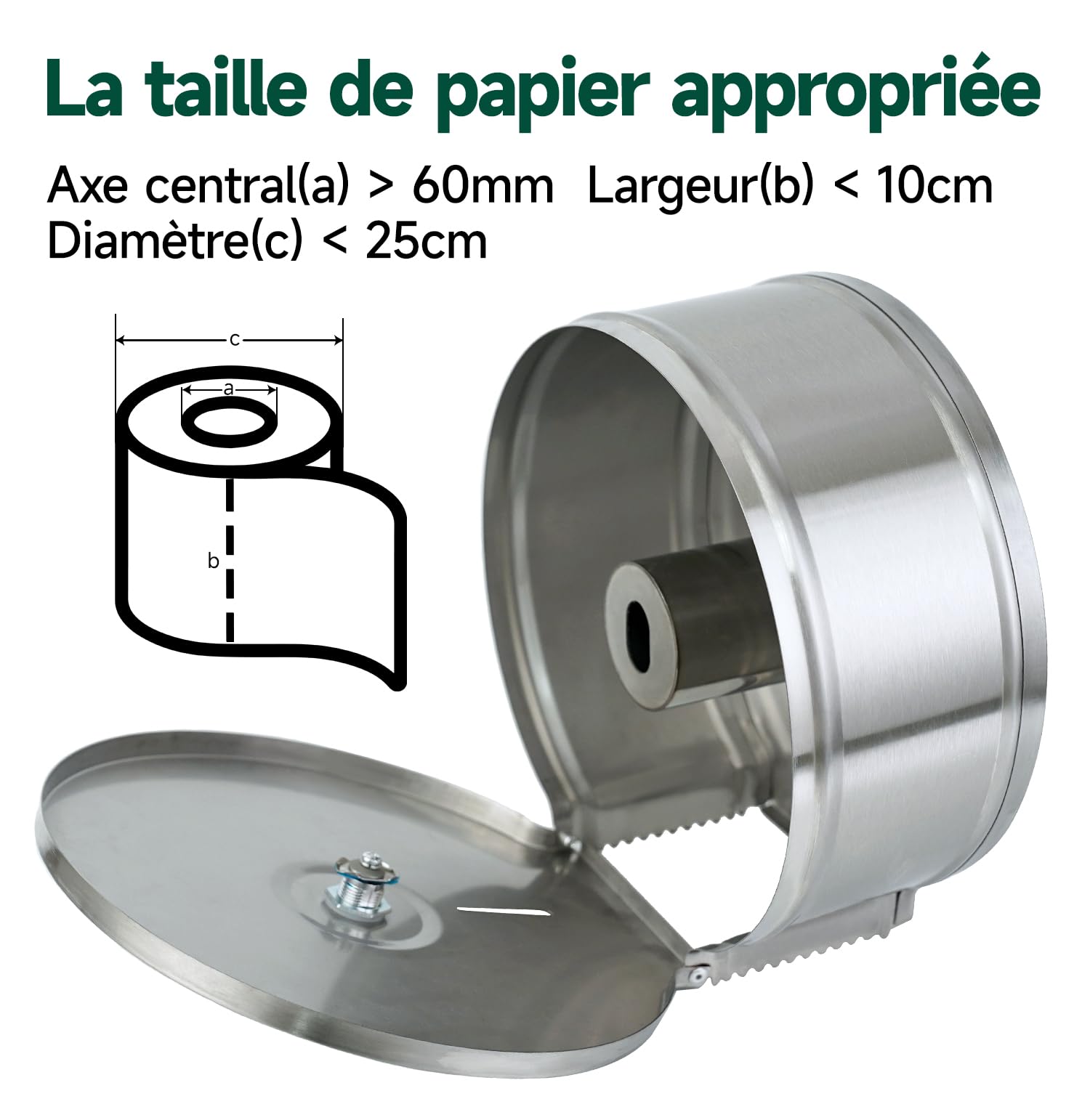 anydry 5182 Distributeur d'essuie-Mains en Acier Inoxydable Distributeur Commercial Tour à Main Montage Murale Adapté au Papier en Rouleau (brossé