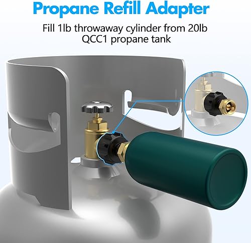 Miniatura 2 de Gogoonike Propane Refill Adapter for 1 lb. Tanks, Propane Adapter Fill 1lb from 20lb, LP Gas Cylinder Tank Coupler Fits QCC1  Type1 Propane Tank and
