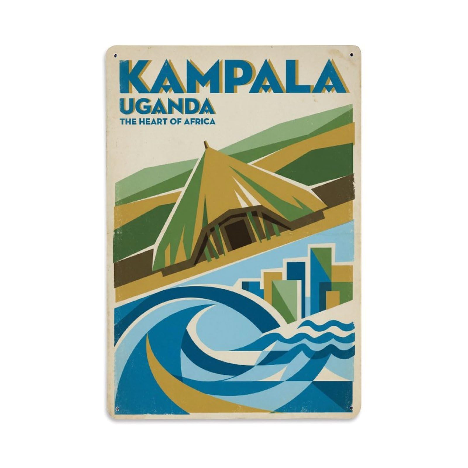 Metal Tin Sign Vintage Travel Uganda Kampala