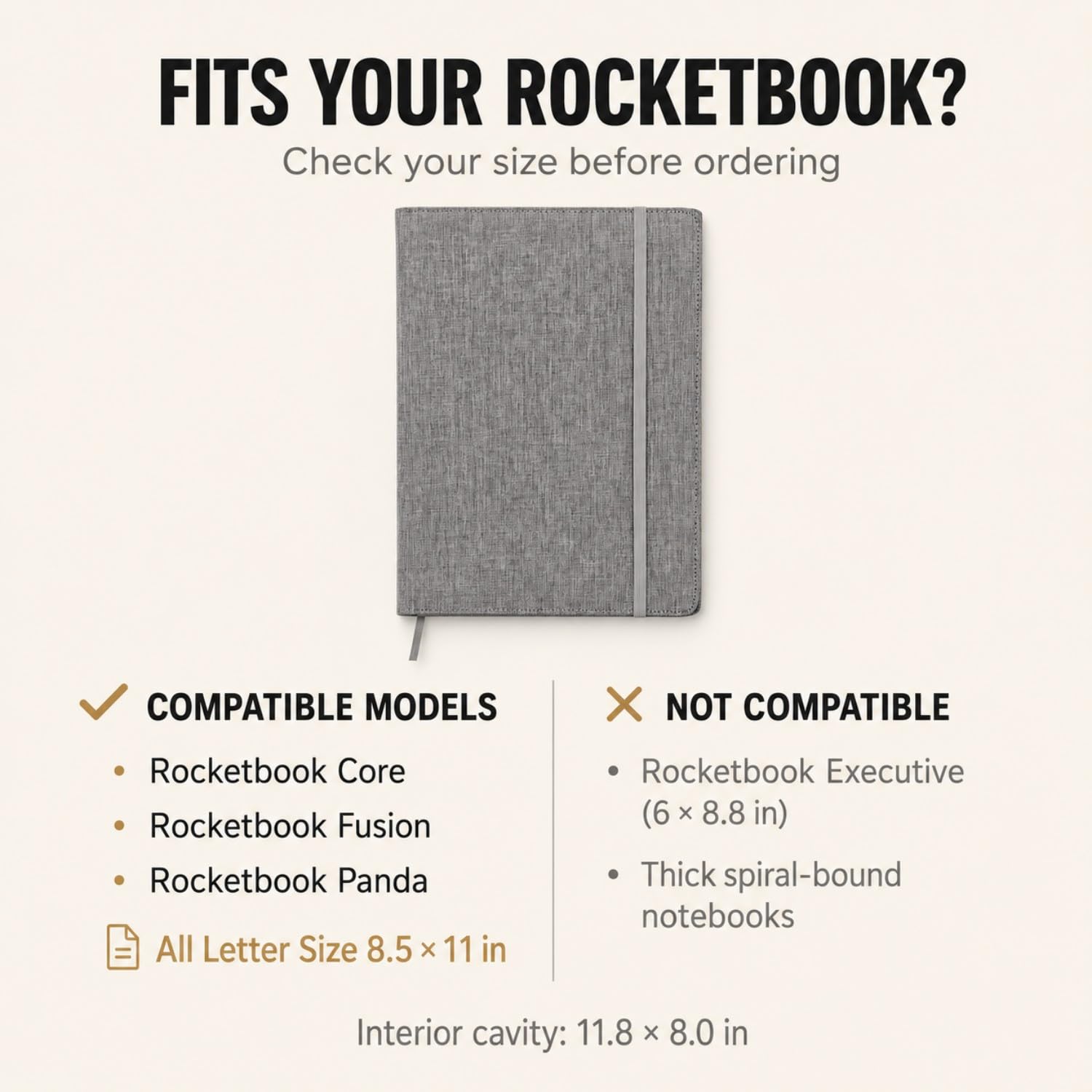 Étui folio A4 Rocketbook format lettre 21,6 x 27,9 cm Wave Everlast Fusion Panda Portfolio Organizer