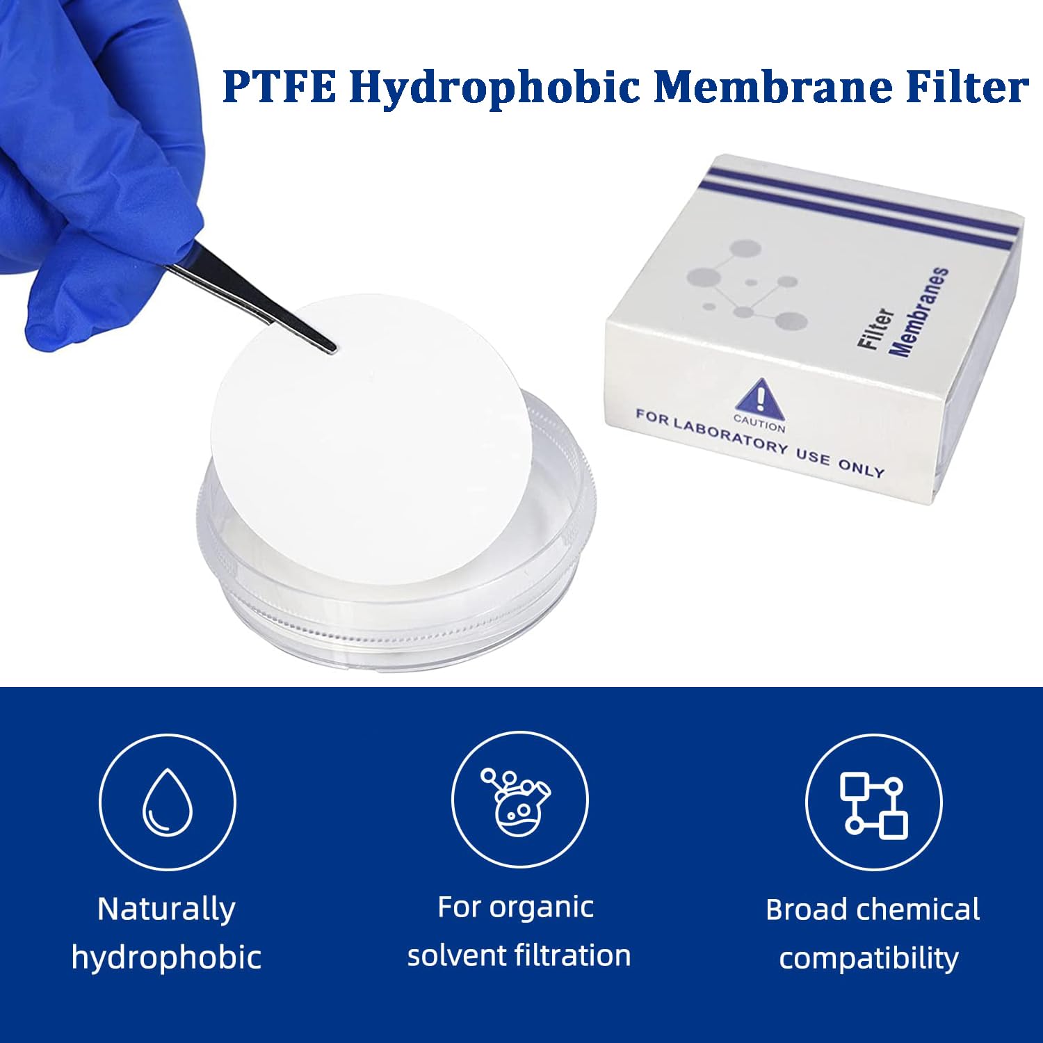 Filtr membranowy PTFE filtr membranowy hydrofobowy, średnica 47 mm, rozmiar porów 0,22 µm, opakowanie 50 sztuk