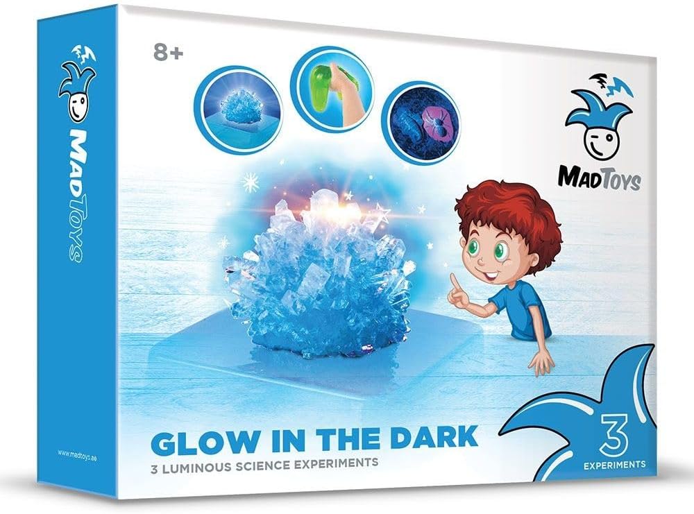 STEM Toy Glow in the Dark 3 Ways Luminous Science Experiment Kit with Tools and Easy to Follow Guidebook, Ideal Gift for Kids Blue, Aged 8+ Years One size, 602307