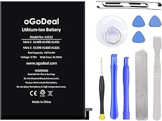 oGoDeal Battery Replacement for iPad Mini 2/iPad Mini 3 A1489 A1490 A1491 A1599 A1600 A1601 6471mAh with Repair Tools Kits