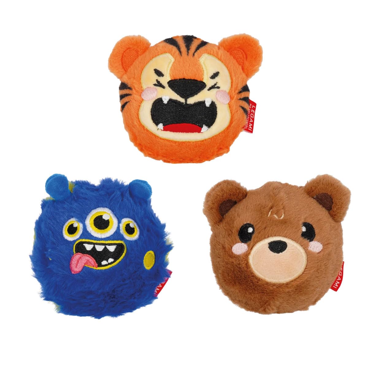 LEGAMI Bouncing Gang - Lot de 3 balles rebondissantes avec visages d'animaux - Cadeau parfait pour anniversaire d'enfant et petit cadeau