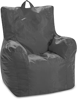 Posh Creations Pasadena Bean Bag Toddlers and Kids, Comfy Chair for Children, Soft Nylon-Charcoal Gray