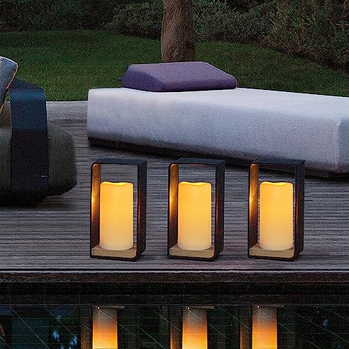 Tappovaly Waterproof Flameless Remote Control Candles 12Pack（D3''*H5.5''） Battery Operated Flickering Led Pillar Candle，Plastic With 10-Key 24Hours Timer For Outdoor/Indoor Party Garden Lanterns Porch Ivory thumb #4