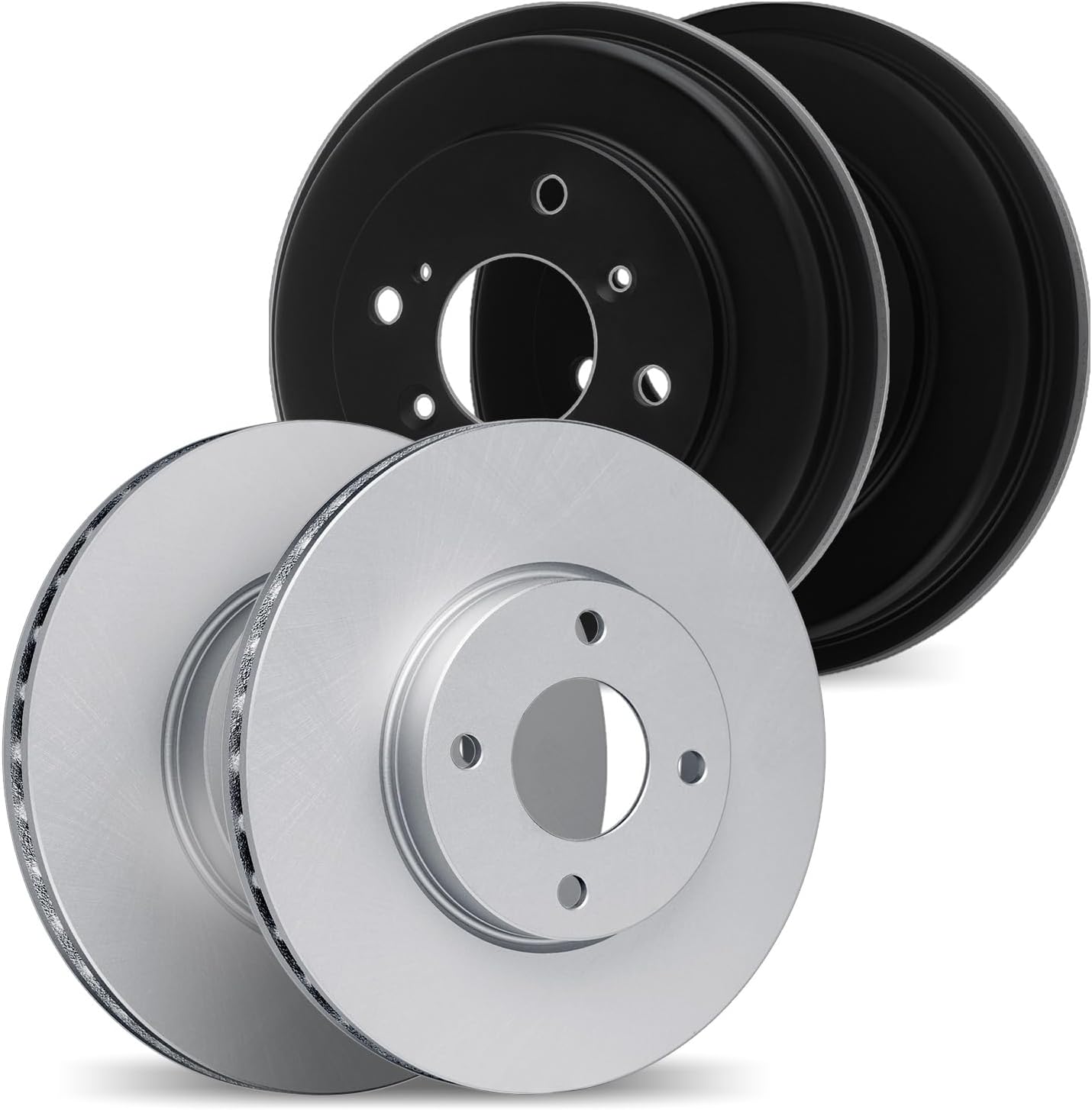 Dynamic Friction Company Brake Rotors For 2007-2009 Kia Spectra| Front and Rear Blank Brake Rotor and Drum Set| Disc Brake Rotors