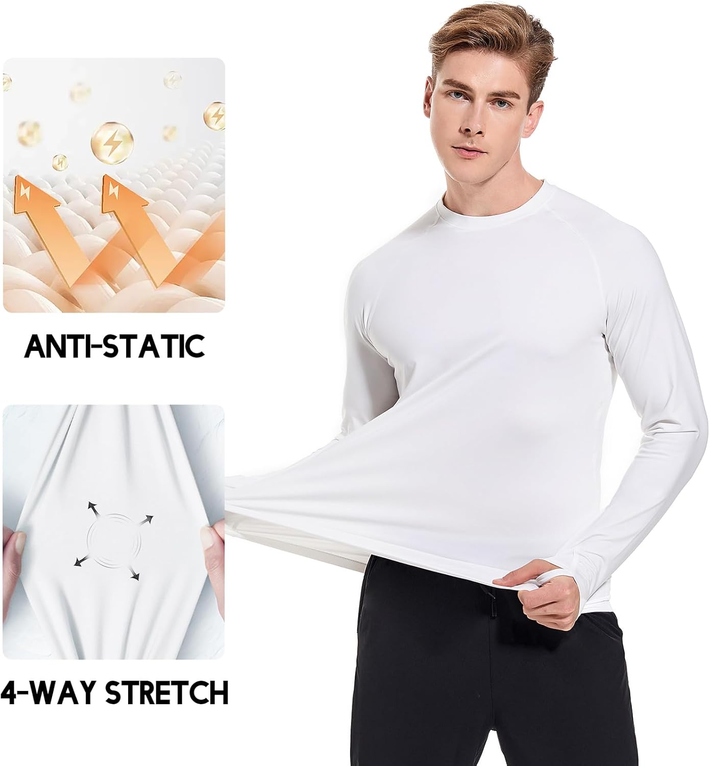 Men's Fleece Lined Thermal Shirts Midweight Crew/Mock Neck Base Layer Long Sleeve Top Cold Weather Workout - Image 4