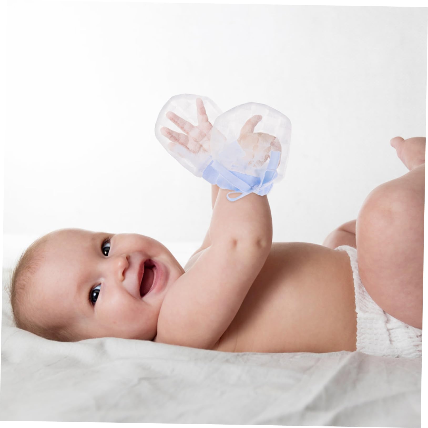 TINEASUR 2 Pairs Adjustable Ice Silk Mittens of Breathable Scratch Gloves for Newborns Comfortable Hand Protection with Elastic Wrist for Summer Use