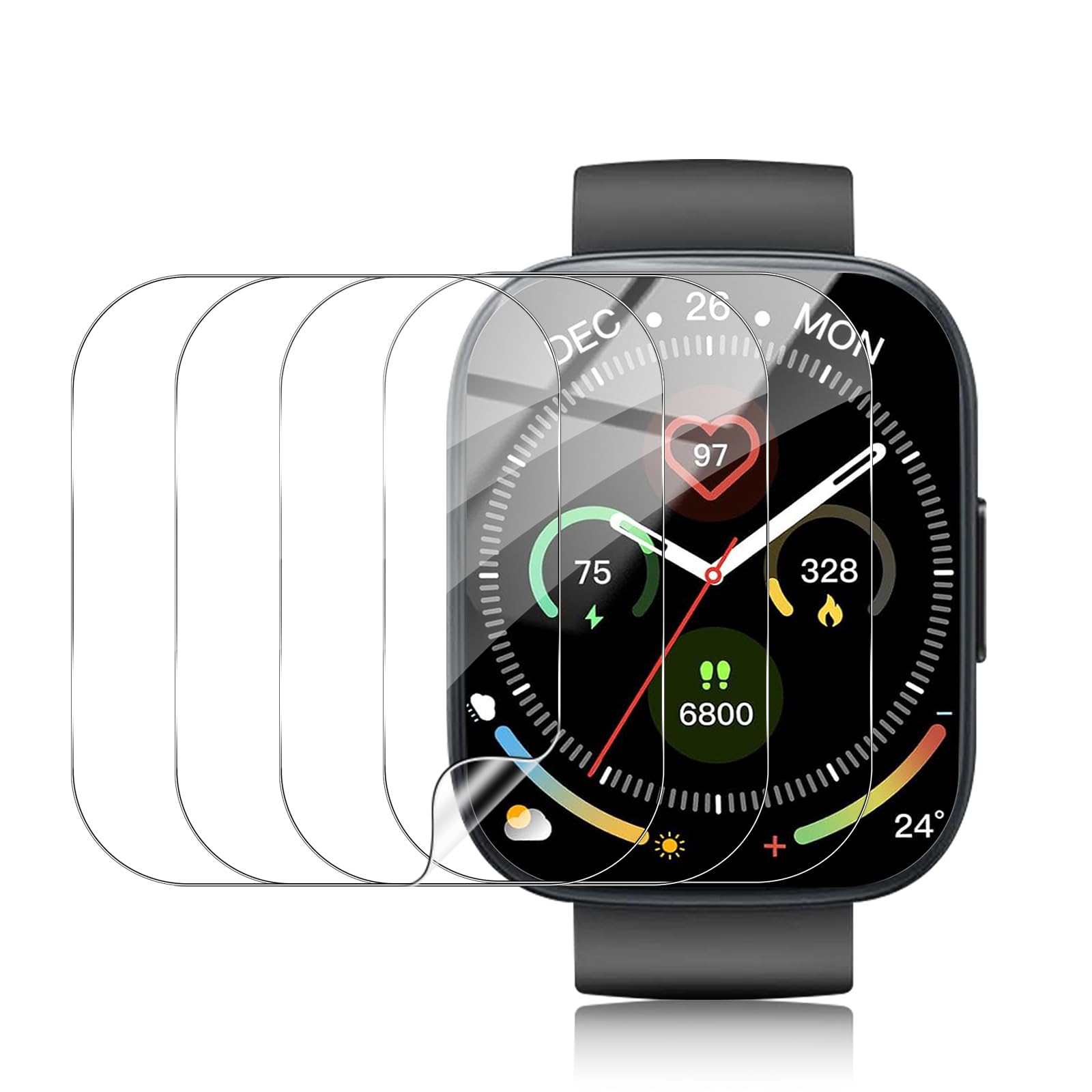 Protector de Pantalla Compatible con Poounur T80 1.95", 4 Piezas Protector Película de Flexible de TPU[No es de cristal], Sin Burbujas, Anti-Arañazos, HD Cobertura Completa Protectora