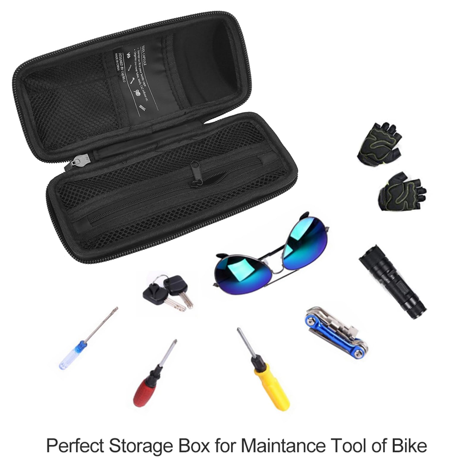 KIMISS Porta Attrezzi per Borraccia per Bici Kit Attrezzi per Bici Nero Eva Kit di Riparazione per Mountain Bike Impermeabile Borsa Porta Attrezzi per Confezione di Manutenzione per