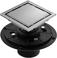 Vista 10 de Desagüe de suelo de ducha cuadrado cepillado oculto, dorado de 4 pulgadas, acero inoxidable 304, con brida, cubierta desmontable incrustada